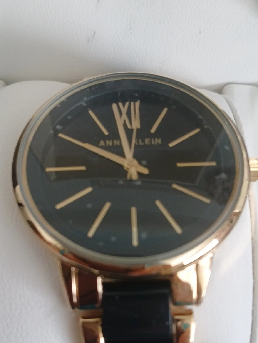 Anne Klein Gold Tone Watch with Black Dial and Bracelet Links - Picture 2 of 5